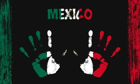Vector flag of Mexico with a palm Stock Illustration