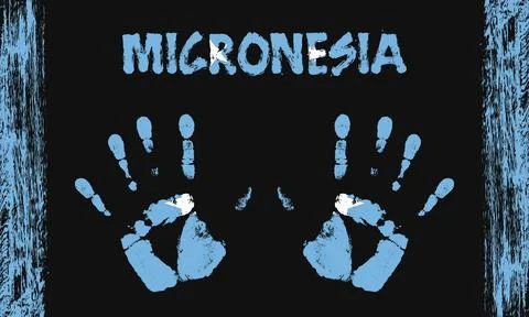 Vector flag of Micronesia with a palm Stock Illustration
