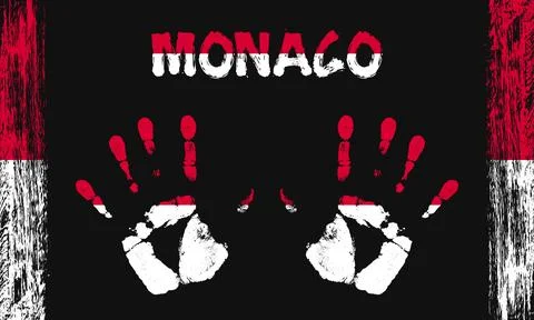 Vector flag of Monaco with a palm Stock Illustration