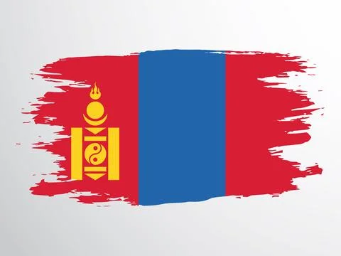 Vector flag of Mongolia drawn with a brush Stock Illustration