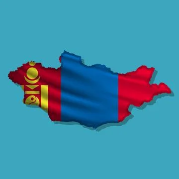 Vector flag Mongolia in the form of a map Stock-Illustration