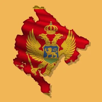 Vector flag Montenegro in the form of a map Stock Illustration