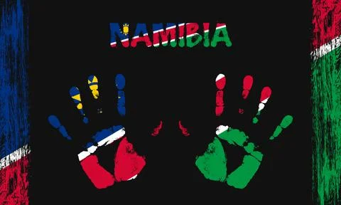 Vector flag of Namibia with a palm Stock Illustration