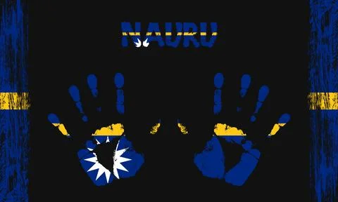 Vector flag of Nauru with a palm Stock Illustration