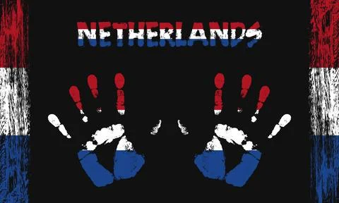 Vector flag of Netherlands with a palm Stock Illustration