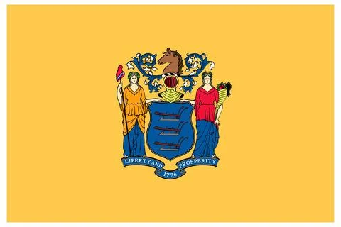 Vector Flag of New Jersey, USA, Isolated on White Background Stock Illustration