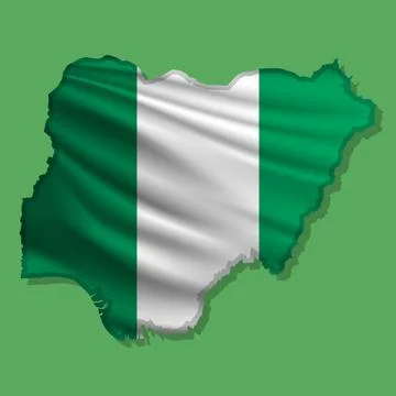Vector flag Nigeria in the form of a map Stock Illustration