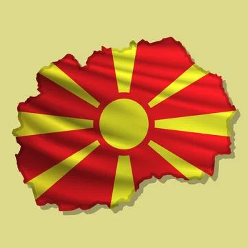 Vector flag North Macedonia in the form of a map Stock Illustration