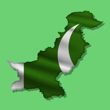 Vector flag Pakistan in the form of a map Stock Illustration