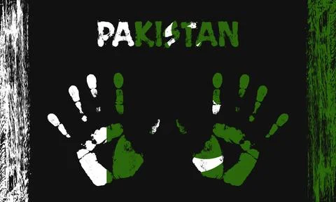 Vector flag of Pakistan with a palm Stock Illustration