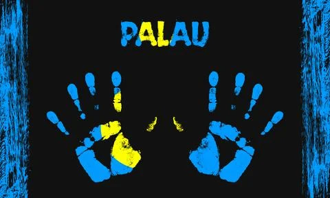 Vector flag of Palau with a palm Stock Illustration