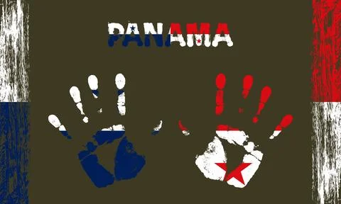 Vector flag of Panama with a palm Stock Illustration
