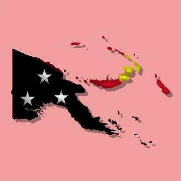 Vector flag Papua New Guinea in the form of a map Stock Illustration