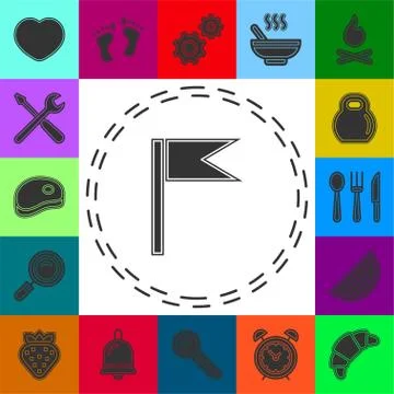 Vector flag pointer illustration - location sign, marker pin map symbol Stock Illustration