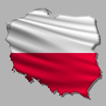 Vector flag Poland in the form of a map Stock Illustration