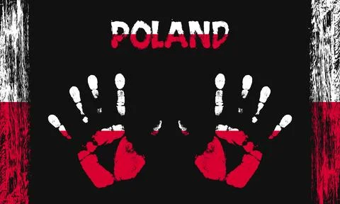 Vector flag of Poland with a palm Illustrazione stock