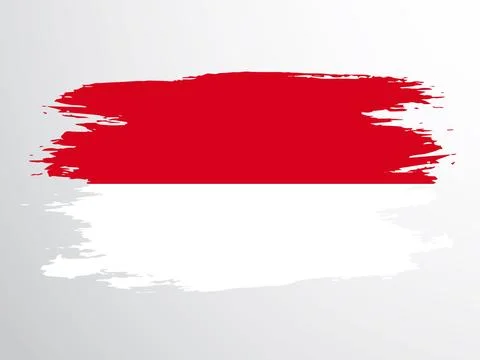 Vector flag of the Principality of Monaco drawn with a brush Stock Illustration