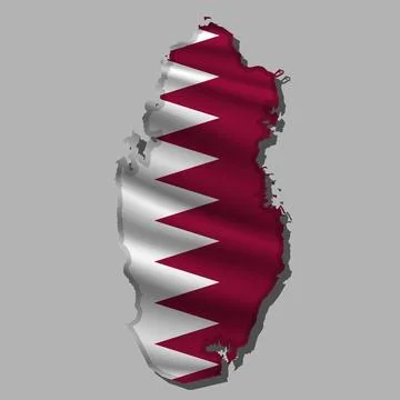 Vector flag Qatar in the form of a map Stock Illustration