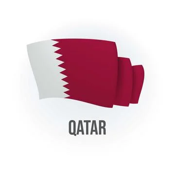 Vector flag of Qatar. Qatari waving flag. Vector illustration. Stock Illustration