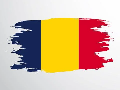 Vector flag of the Republic of Chad drawn with a brush Stock Illustration