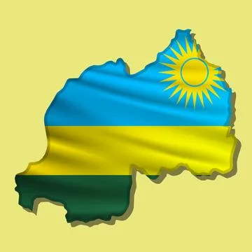 Vector flag Rwanda in the form of a map Stock Illustration