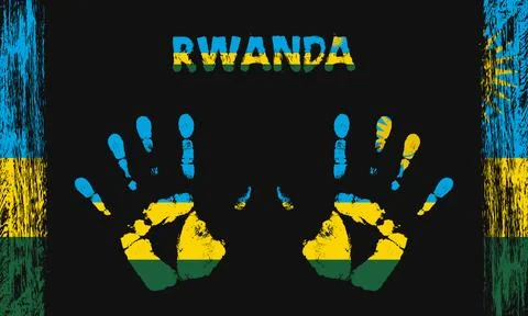 Vector flag of Rwanda with a palm Illustrazione stock
