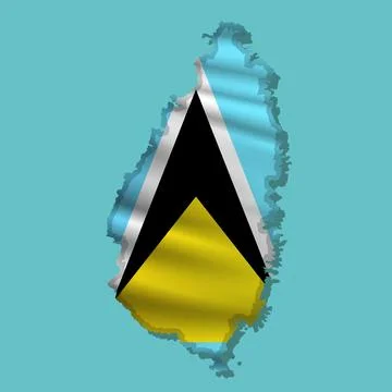 Vector flag Saint Lucia in the form of a map Stock Illustration