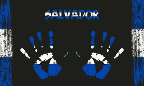 Vector flag of Salvador with a palm Stock Illustration