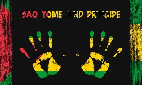 Vector flag of Sao Tome and Principe with a palm Stock Illustration