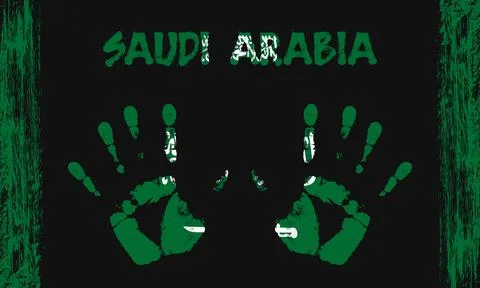Vector flag of Saudi Arabia with a palm Stock Illustration