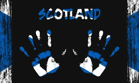 Vector flag of Scotland with a palm Stock Illustration