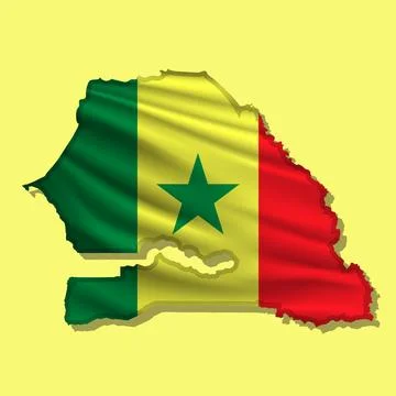 Vector flag Senegal in the form of a map Illustrazione stock
