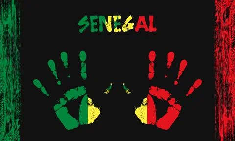 Vector flag of Senegal with a palm Stock Illustration