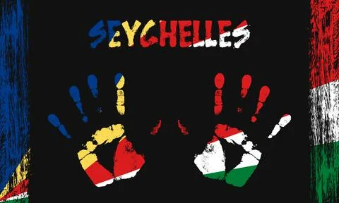 Vector flag of Seychelles with a palm Stock Illustration