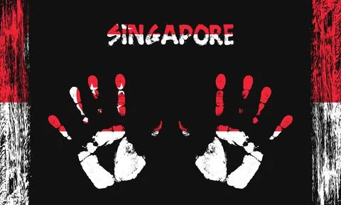 Vector flag of Singapore with a palm 스톡 일러스트