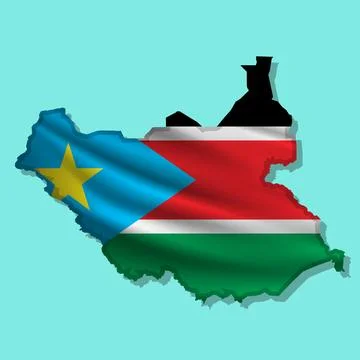 Vector flag South Sudan in the form of a map Stock Illustration