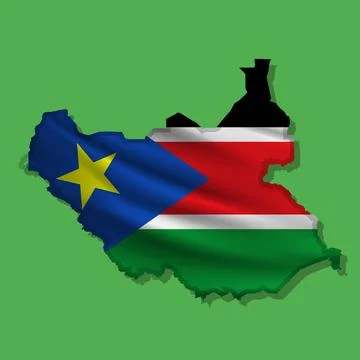 Vector flag South Sudan in the form of a map Stock Illustration