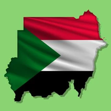 Vector flag Sudan in the form of a map Stock Illustration