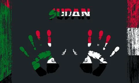 Vector flag of Sudan with a palm Illustrazione stock