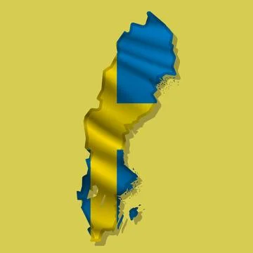 Vector flag Sweden in the form of a map Stock Illustration