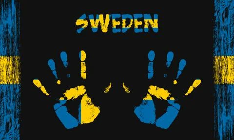 Vector flag of Sweden with a palm Stock Illustration