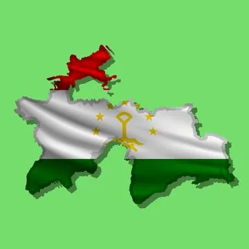 Vector flag Tajikistan in the form of a map Illustrazione stock