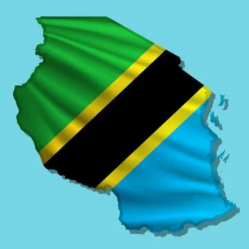 Vector flag Tanzania in the form of a map Stock Illustration