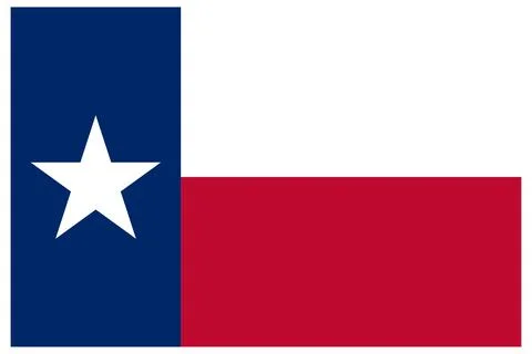 Vector Flag of Texas, USA, Isolated on White Background Illustrazione stock