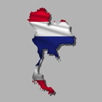 Vector flag Thailand in the form of a map Stock Illustration