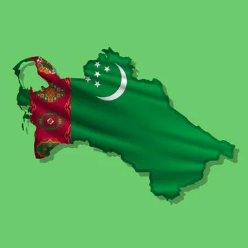 Vector flag Turkmenistan in the form of a map Illustrazione stock