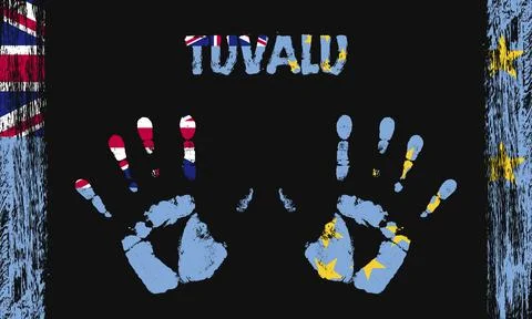 Vector flag of Tuvalu with a palm Illustrazione stock