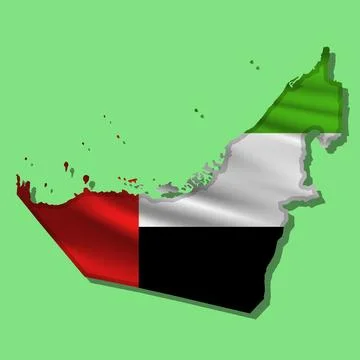 Vector flag UAE in the form of a map Stock Illustration