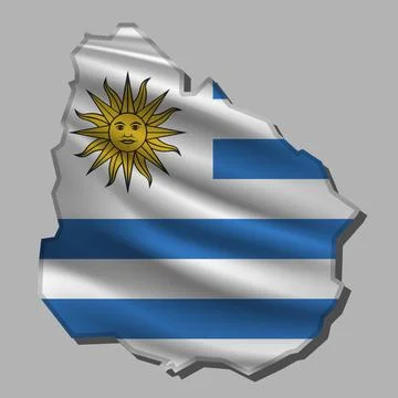 Vector flag Uruguay in the form of a map Stock Illustration