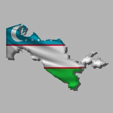 Vector flag Uzbekistan in the form of a map Stock Illustration